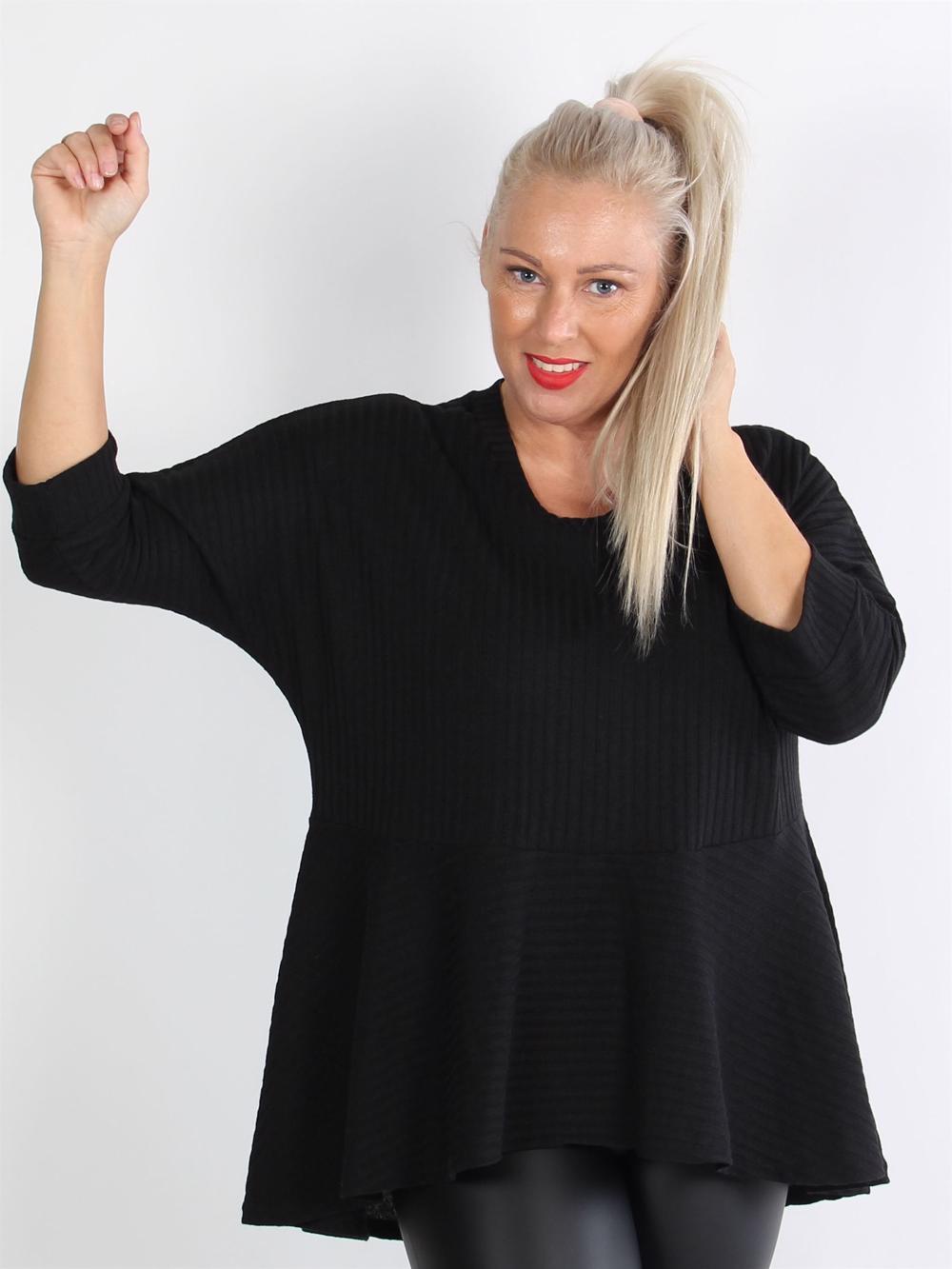 Liguria - Svart blus med 3/4-ärmar och söt skjorta